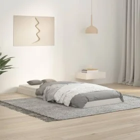 Estructura de cama madera maciza de pino blanco 75x190 cm de vidaXL, Camas y somieres - Ref: Foro24-823485, Precio: 54,15 €, ...