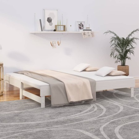 Sofá cama extraíble madera maciza de pino blanco 2x(75x190) cm de vidaXL, Camas y somieres - Ref: Foro24-823395, Precio: 173,...