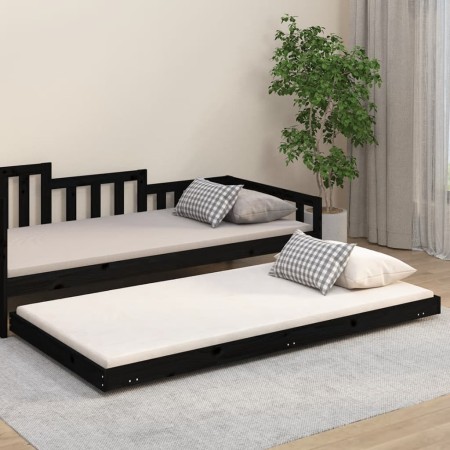 Estructura de cama madera maciza de pino negro 100x200 cm de vidaXL, Camas y somieres - Ref: Foro24-823493, Precio: 106,50 €,...