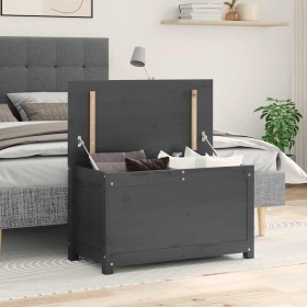 Caja de almacenaje madera maciza de pino gris 80x40x45,5 cm en Armarios y almacenamiento | Comprar online en Foru.es