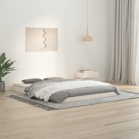 Estructura de cama madera maciza de pino blanco 135x190 cm de vidaXL, Camas y somieres - Ref: Foro24-823470, Precio: 95,00 €,...
