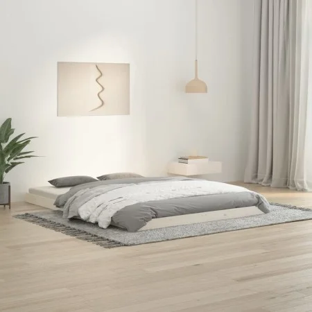 Solid white pine wood bed frame 135x190 cm by vidaXL, Beds and slatted bases - Ref: Foro24-823470, Price: 93,61 €, Discount: %