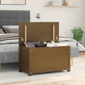 Caja de almacenaje madera maciza pino marrón miel 80x40x45,5 cm en Armarios y almacenamiento | Comprar online en Foru.es