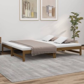 Sofá cama extraíble madera maciza pino marrón miel 2x(90x190)cm de vidaXL, Camas y somieres - Ref: Foro24-823417, Precio: 146...