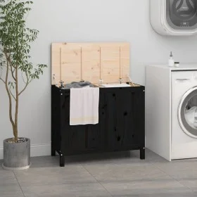 Baúl para la colada madera maciza de pino negro 88,5x44x76 cm de vidaXL, Cestas para ropa - Ref: Foro24-823583, Precio: 108,9...