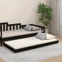 Estructura de cama madera maciza de pino negro 75x190 cm de vidaXL, Camas y somieres - Ref: Foro24-823513, Precio: 87,20 €, D...