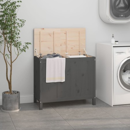 Baúl para la colada madera maciza de pino gris 88,5x44x76 cm de vidaXL, Cestas para ropa - Ref: Foro24-823581, Precio: 110,96...
