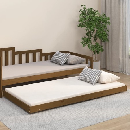 Estructura de cama madera maciza pino marrón miel 90x200 cm de vidaXL, Camas y somieres - Ref: Foro24-823497, Precio: 83,97 €...