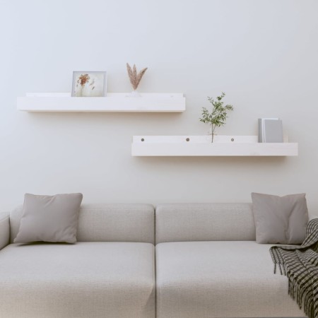 Estantes de pared 2 uds madera maciza de pino blanco 80x12x9 cm en Estanterías | Comprar online en Foru.es