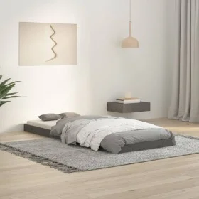 Bettgestell aus massivem Kiefernholz, grau, 75 x 190 cm von vidaXL, Betten und Lattenroste - Ref: Foro24-823486, Preis: 88,85...
