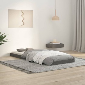 Estructura de cama madera maciza pino gris 75x190 cm de vidaXL, Camas y somieres - Ref: Foro24-823486, Precio: 90,12 €, Descu...