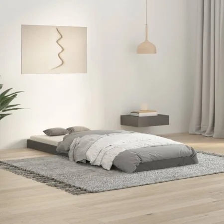 Gray pine solid wood bed frame 75x190 cm by vidaXL, Beds and slatted bases - Ref: Foro24-823486, Price: 88,85 €, Discount: %