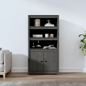 Aparador alto madera maciza de pino gris 80x35x154 cm de vidaXL, Aparadores - Ref: Foro24-823521, Precio: 135,35 €, Descuento: %