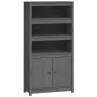 Aparador alto madera maciza de pino gris 80x35x154 cm de vidaXL, Aparadores - Ref: Foro24-823521, Precio: 135,35 €, Descuento: %