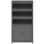 Aparador alto madera maciza de pino gris 80x35x154 cm de vidaXL, Aparadores - Ref: Foro24-823521, Precio: 135,35 €, Descuento: %