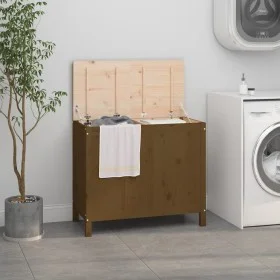 Baúl para colada madera maciza pino marrón miel 88,5x44x76 cm de vidaXL, Cestas para ropa - Ref: Foro24-823582, Precio: 102,5...
