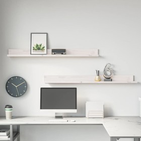 Estantes de pared 2 uds madera maciza de pino blanco 110x11x9cm en Estanterías | Comprar online en Foru.es