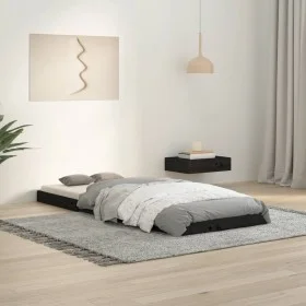 Bettrahmen aus massivem schwarzem Kiefernholz, 75 x 190 cm von vidaXL, Betten und Lattenroste - Ref: Foro24-823488, Preis: 78...