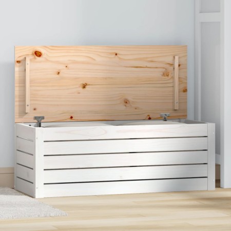 Caja de almacenaje madera maciza de pino blanco 89x36,5x33 cm en Armarios y almacenamiento | Comprar online en Foru.es