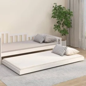 Estructura de cama madera maciza de pino blanco 100x200 cm de vidaXL, Camas y somieres - Ref: Foro24-823490, Precio: 86,52 €,...