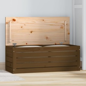 Caja almacenaje madera maciza pino marrón miel 89x36,5x33 cm en Armarios y almacenamiento | Comprar online en Foru.es