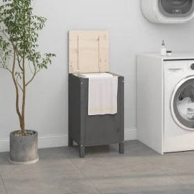 Baúl para la colada madera maciza de pino gris 44x44x76 cm de vidaXL, Cestas para ropa - Ref: Foro24-823576, Precio: 65,62 €,...