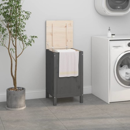 Baúl para la colada madera maciza de pino gris 44x44x76 cm de vidaXL, Cestas para ropa - Ref: Foro24-823576, Precio: 65,62 €,...