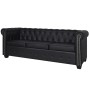Sofá Chesterfield de 3 plazas cuero sintético negro de vidaXL, Sofás - Ref: Foro24-242370, Precio: 487,38 €, Descuento: %