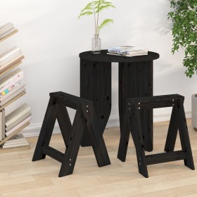 Taburetes 2 unidades madera maciza de pino negro 40x40x45 cm en Taburetes y sillas plegables | Comprar online en Foru.es