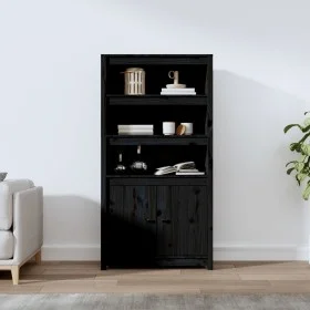 Aparador alto madera maciza de pino negro 80x35x154 cm de vidaXL, Aparadores - Ref: Foro24-823523, Precio: 139,45 €, Descuent...