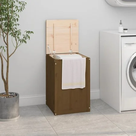 Baúl para colada madera maciza pino marrón miel 44x44x66 cm de vidaXL, Cestas para ropa - Ref: Foro24-823567, Precio: 61,52 €...