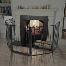 Valla reja de chimenea para mascotas acero negro de vidaXL, Pantallas para chimeneas - Ref: Foro24-242684, Precio: 70,12 €, D...
