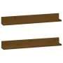 Estantes de pared 2 uds madera de pino marrón miel 80x11x9 cm de vidaXL, Estantes y estanterías - Ref: Foro24-823607, Precio:...