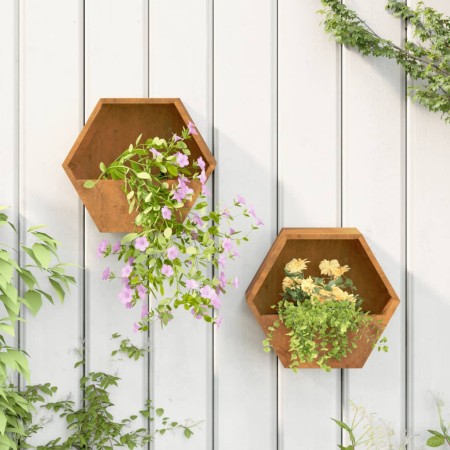Jardineras de pared 2 uds acero corten oxidado 30x10x25 cm en Macetas y jardineras | Comprar online en Foru.es