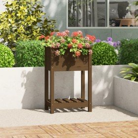 Jardinera de madera maciza de pino marrón 54x34,5x81 cm en Macetas y jardineras | Comprar online en Foru.es