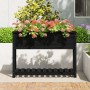 Jardinera con estante madera maciza pino negro 111,5x34,5x81 cm en Macetas y jardineras | Comprar online en Foru.es
