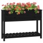 Jardinera con estante madera maciza pino negro 111,5x34,5x81 cm en Macetas y jardineras | Comprar online en Foru.es