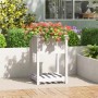 Jardinera con estante madera maciza de pino blanco 54x54x81 cm en Macetas y jardineras | Comprar online en Foru.es