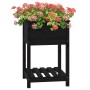 Jardinera con estante madera maciza de pino negro 54x54x81 cm en Macetas y jardineras | Comprar online en Foru.es