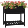 Jardinera con estante madera maciza de pino negro 82,5x54x81 cm en Macetas y jardineras | Comprar online en Foru.es