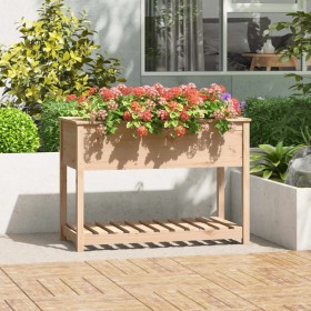 Jardinera con estante de madera maciza de pino 111,5x54x81 cm en Macetas y jardineras | Comprar online en Foru.es