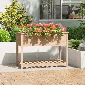 Jardinera con estante de madera maciza de pino 111,5x54x81 cm en Macetas y jardineras | Comprar online en Foru.es