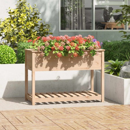 Jardinera con estante de madera maciza de pino 111,5x54x81 cm en Macetas y jardineras | Comprar online en Foru.es