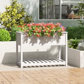 Jardinera con estante madera maciza pino blanca 111,5x54x81 cm en Macetas y jardineras | Comprar online en Foru.es