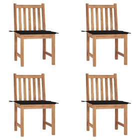 Sillas de jardín 4 unidades madera maciza de teca con cojines en Sillas de jardín | Comprar online en Foru.es