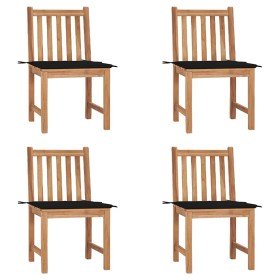 Sillas de jardín 4 unidades madera maciza de teca con cojines en Sillas de jardín | Comprar online en Foru.es