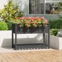 Jardinera con estante madera maciza de pino gris 111,5x54x81 cm en Macetas y jardineras | Comprar online en Foru.es