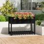 Jardinera con estante madera maciza pino negra 111,5x54x81 cm en Macetas y jardineras | Comprar online en Foru.es