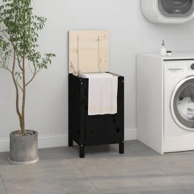 Baúl para la colada madera maciza de pino negro 44x44x76 cm de vidaXL, Cestas para ropa - Ref: Foro24-823578, Precio: 75,84 €...