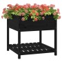 Jardinera con estante madera maciza pino negro 82,5x82,5x81 cm en Macetas y jardineras | Comprar online en Foru.es